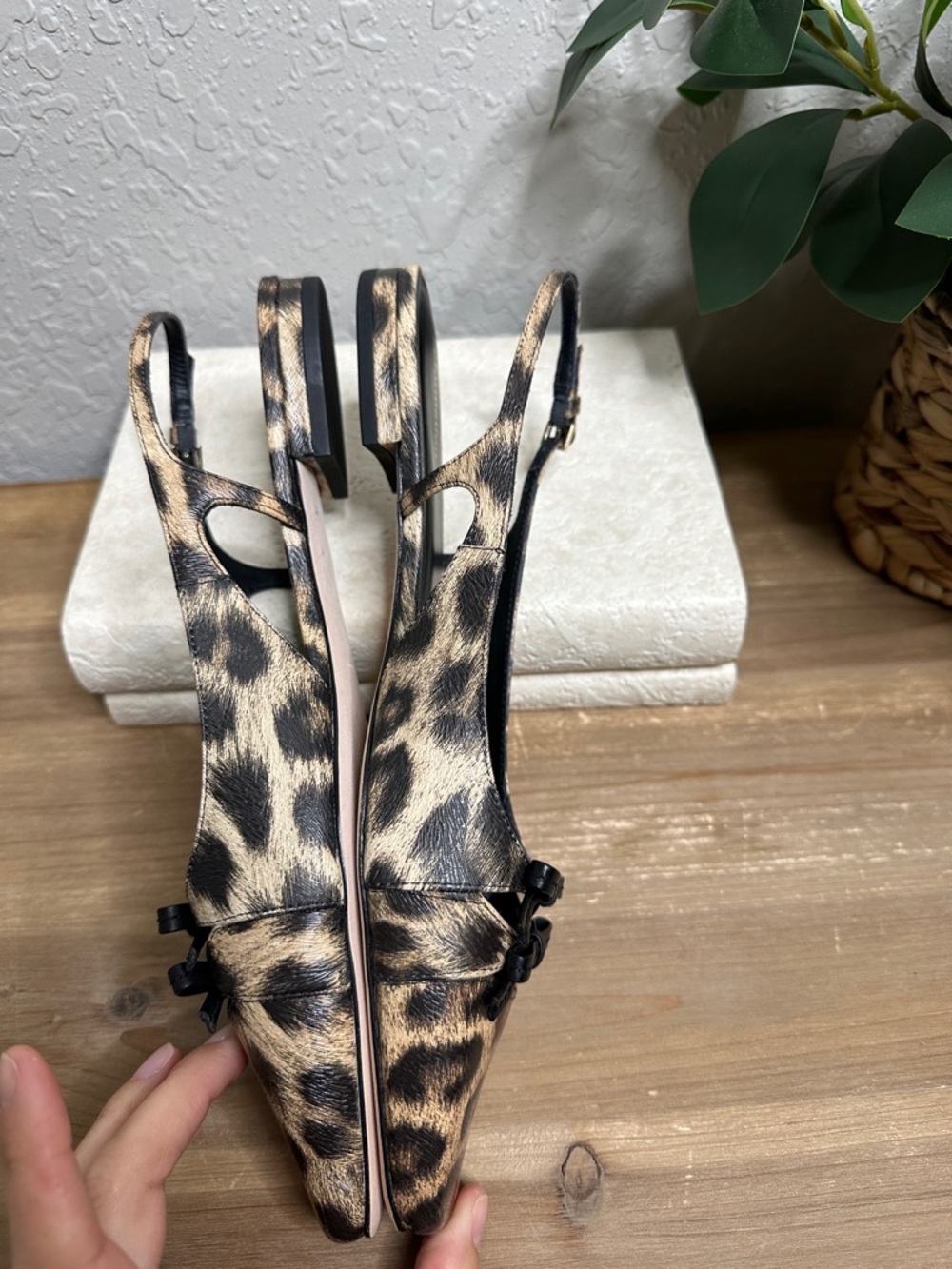 Reformation square toe, black and tan leopard print sling back flats NWOT SZ 8.5 - Picture 8 of 15